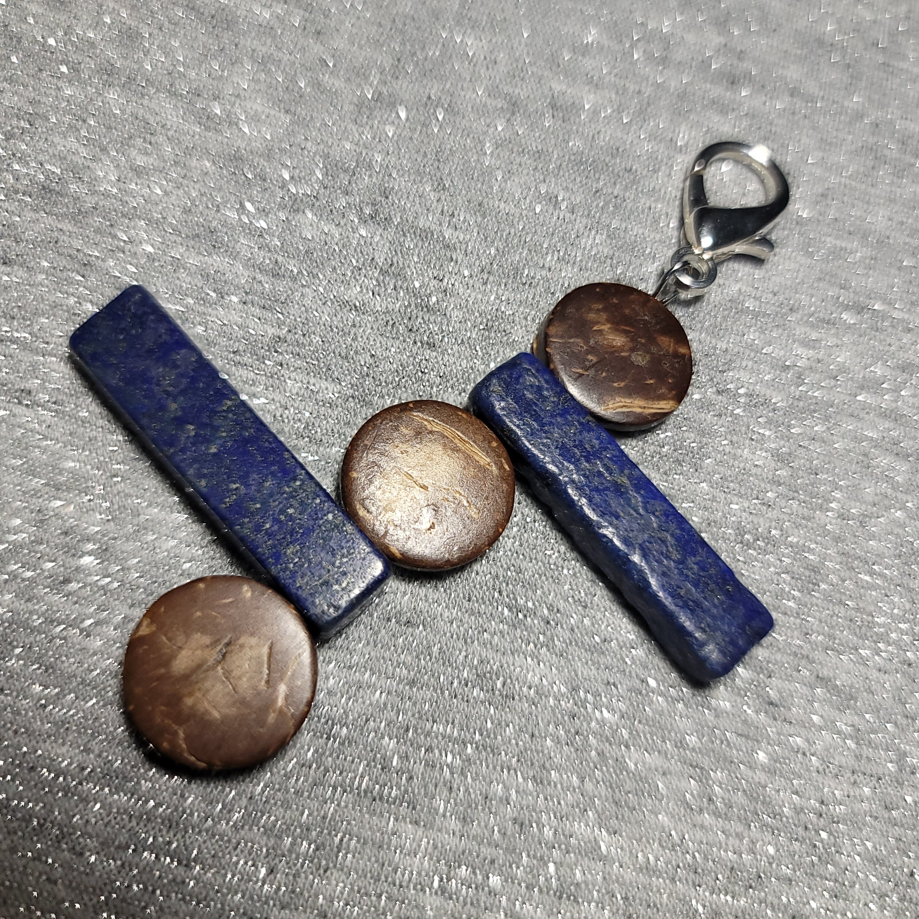 Handmade Lapis Lazuli and Wood Keychain Etsy UK