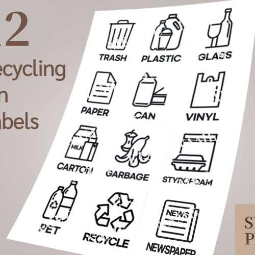 Recycle Svg Png Trash Bin Sign Printable Recycle Labels - Etsy Australia