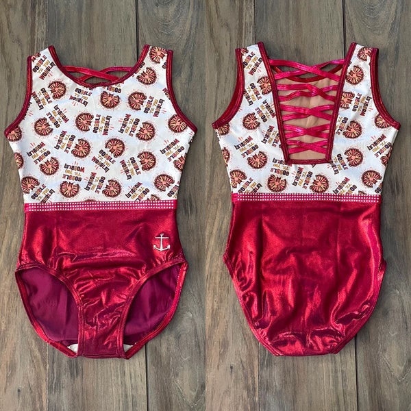 New Custom Anchor Gobble Till You Wobble Thanksgiving Burgundy Fall Turkey Strappy Back Leotard Gymnastics Kids Child Girls Teen Adult