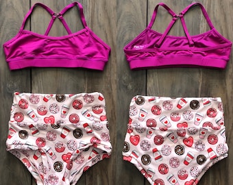 NEW Custom Coffee & Donuts Dance DanceWear Convention Wear Hi Waist Briefs Child Kid Girls Teen  Sizes