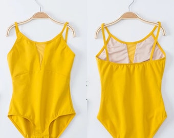 New Anchor Mustard Yellow Camisole Soft Leotard Dance Ballet Leotard Kids Child Girls Teen Adult