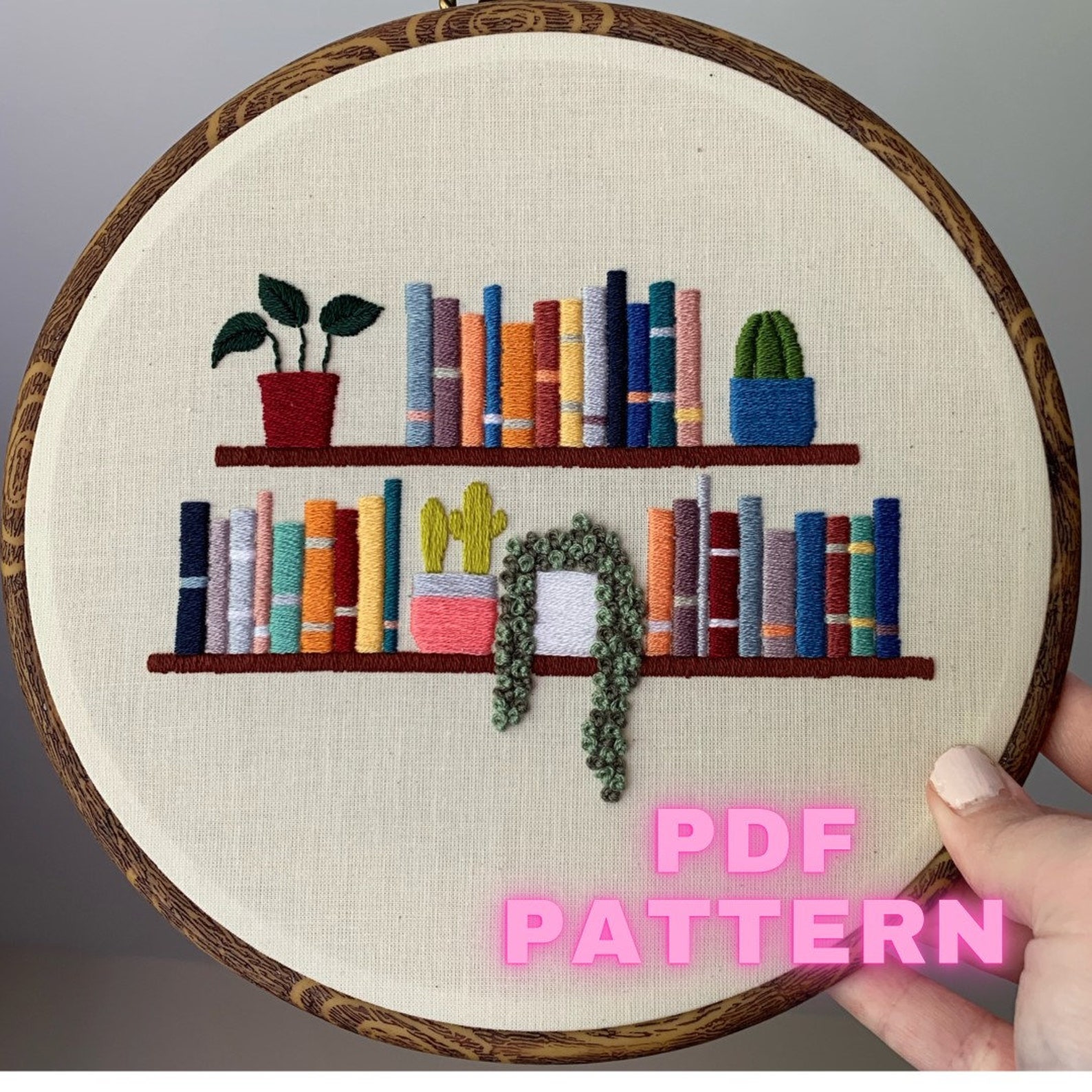 Bookshelf Embroidery PDF Pattern & Stitch Guide Etsy Canada