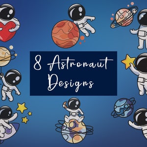 8 Astronaut Embroidery Designs, Machine Embroidery Designs, Embroidery Designs For Machine, Digital Embroidery Designs, 4 Sizes (3,4,5,7in)