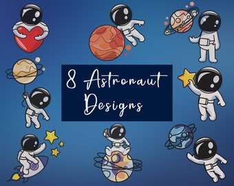 8 Astronaut Embroidery Designs, Machine Embroidery Designs, Embroidery Designs For Machine, Digital Embroidery Designs, 4 Sizes (3,4,5,7in)