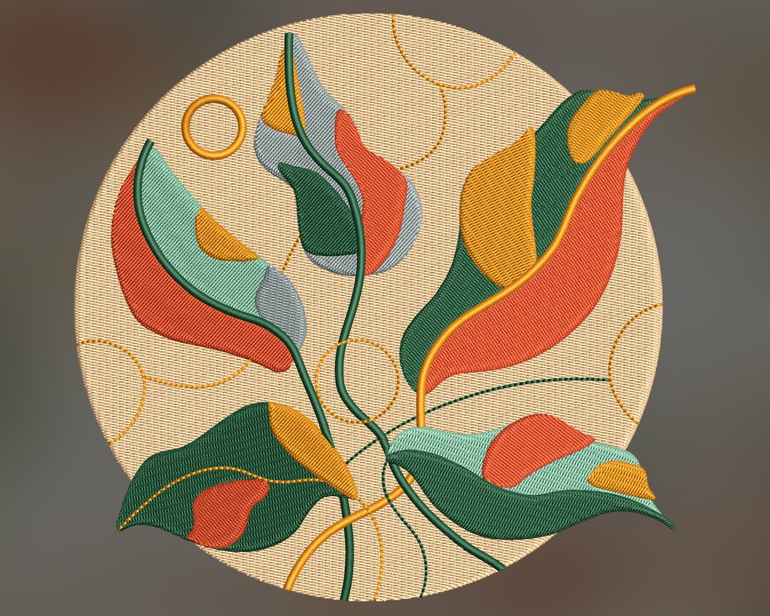Stylized Plant Embroidery Design, Machine Embroidery Design, Embroidery ...
