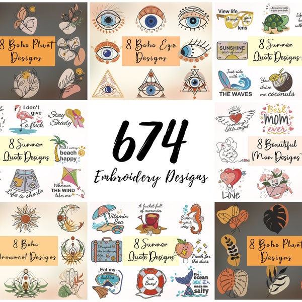 674 Embroidery Designs, Embroidery Designs, Machine Embroidery Designs, Embroidery Designs For Machine + Bonus Etsy Seller Course