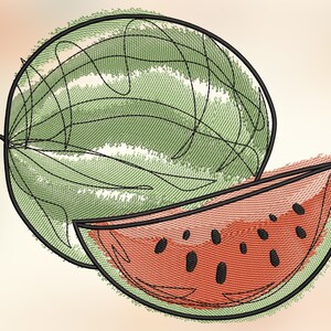 Stylized Watermelon Embroidery Design, Machine Embroidery Design, Embroidery Design For Machine, Food Embroidery Design, 4 Sizes (3,4,5,7in)