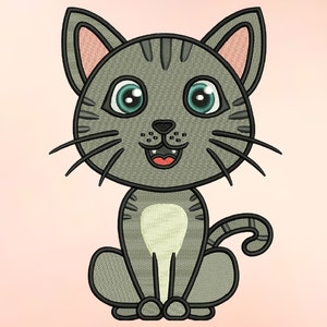 Motif de broderie chat, motif de broderie machine, motif de broderie pour machine, motif de broderie numérique, 4 tailles (3, 4, 5, 7 po.)