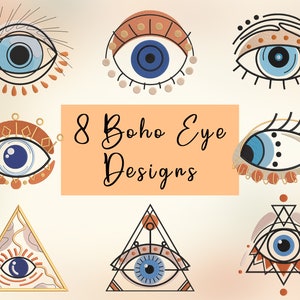 8 Boho Eye Embroidery Designs, Machine Embroidery Designs, Embroidery Designs For Machine, Digital Embroidery Designs, 5 Sizes (2,3,4,5,7in)