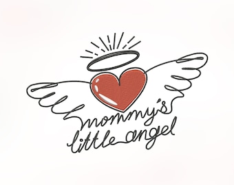 Angel Wings Mom Borduurontwerp, Machine Borduurontwerp, Borduurbestand, Borduurlettertype, Borduurpatroon, 4 maten (3,4,5,7in)
