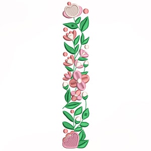 Flower Alphabet Letter I Embroidery Design, Machine Embroidery Design, Embroidery Design For Machine, Digital Embroidery Design, (3,4,5,7in)