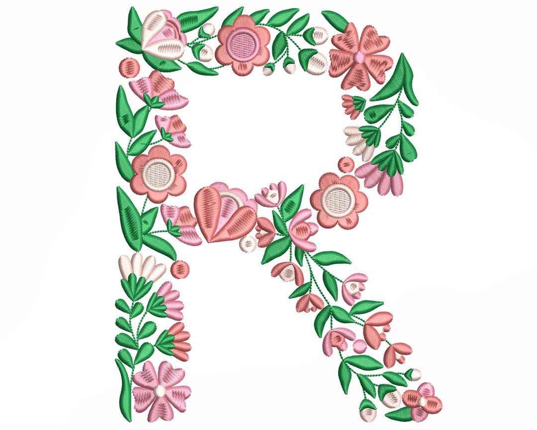 Flower Alphabet Letter R Embroidery Design Machine Embroidery - Etsy