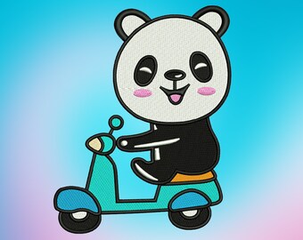 Panda Stickdatei, Maschinenstickerei, Stickdatei für Maschine, Digitale Stickdatei, Süßer Bär, 4 Größen ( 3,4,5,7in)