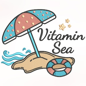 Beach Umbrella Quote Embroidery Design, Machine Embroidery Design, Embroidery File, Embroidery Font, Embroidery Pattern, 4 Sizes (3,4,5,7in)