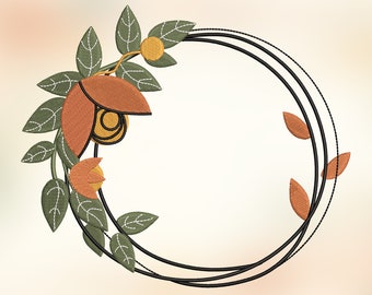 Flower Frame Embroidery Design, Machine Embroidery Design, Embroidery Design For Machine, Wreath Embroidery, 4 Sizes (3,4,5,7in)