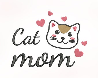 Cat Mom Quote Borduurontwerp, Machine Borduurontwerp, Borduurbestand, Borduurlettertype, Borduurpatroon, 4 maten (3,4,5,7in)