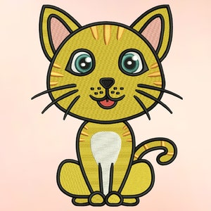 Motif de broderie chat, motif de broderie machine, motif de broderie pour machine, motif de broderie numérique, 4 tailles (3, 4, 5, 7 po.)