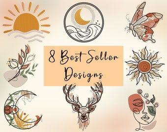 8 Best Seller Embroidery Designs, Machine Embroidery Designs, Embroidery Designs For Machine, Digital Embroidery Designs, 4 Sizes 3,4,5,7in