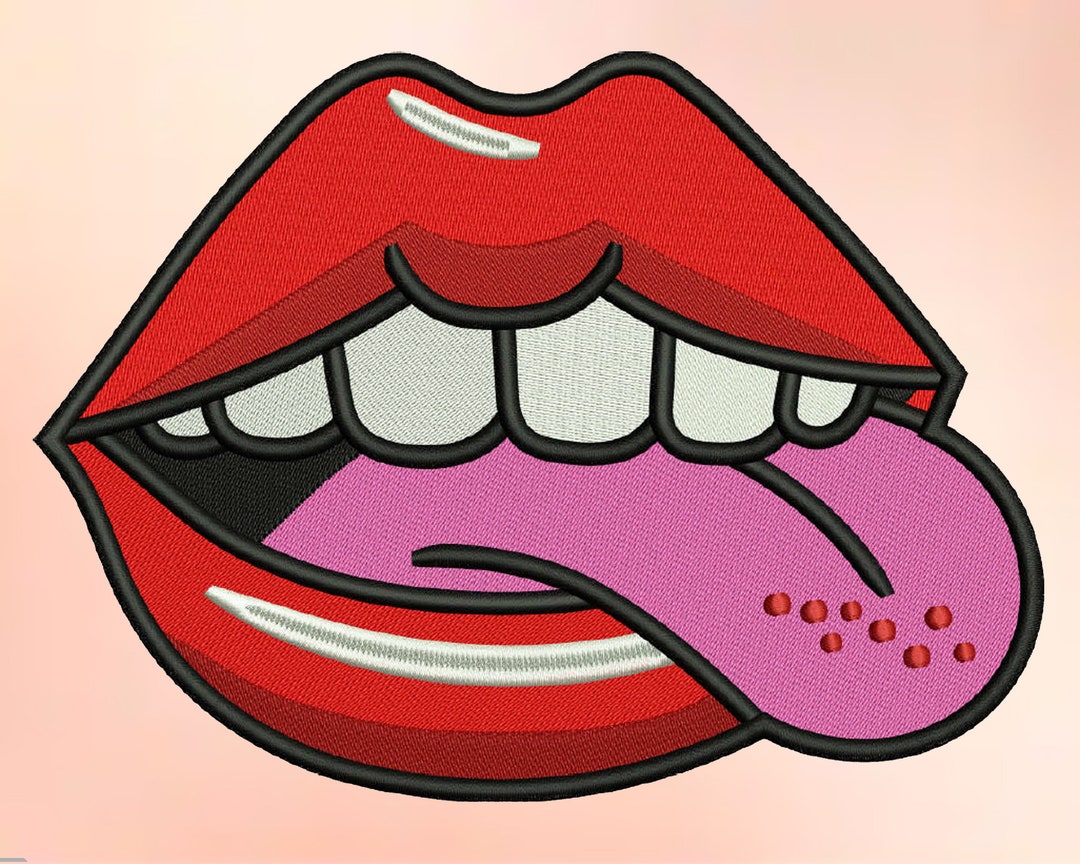 Lip Embroidery Design Machine Embroidery Design Embroidery Etsy