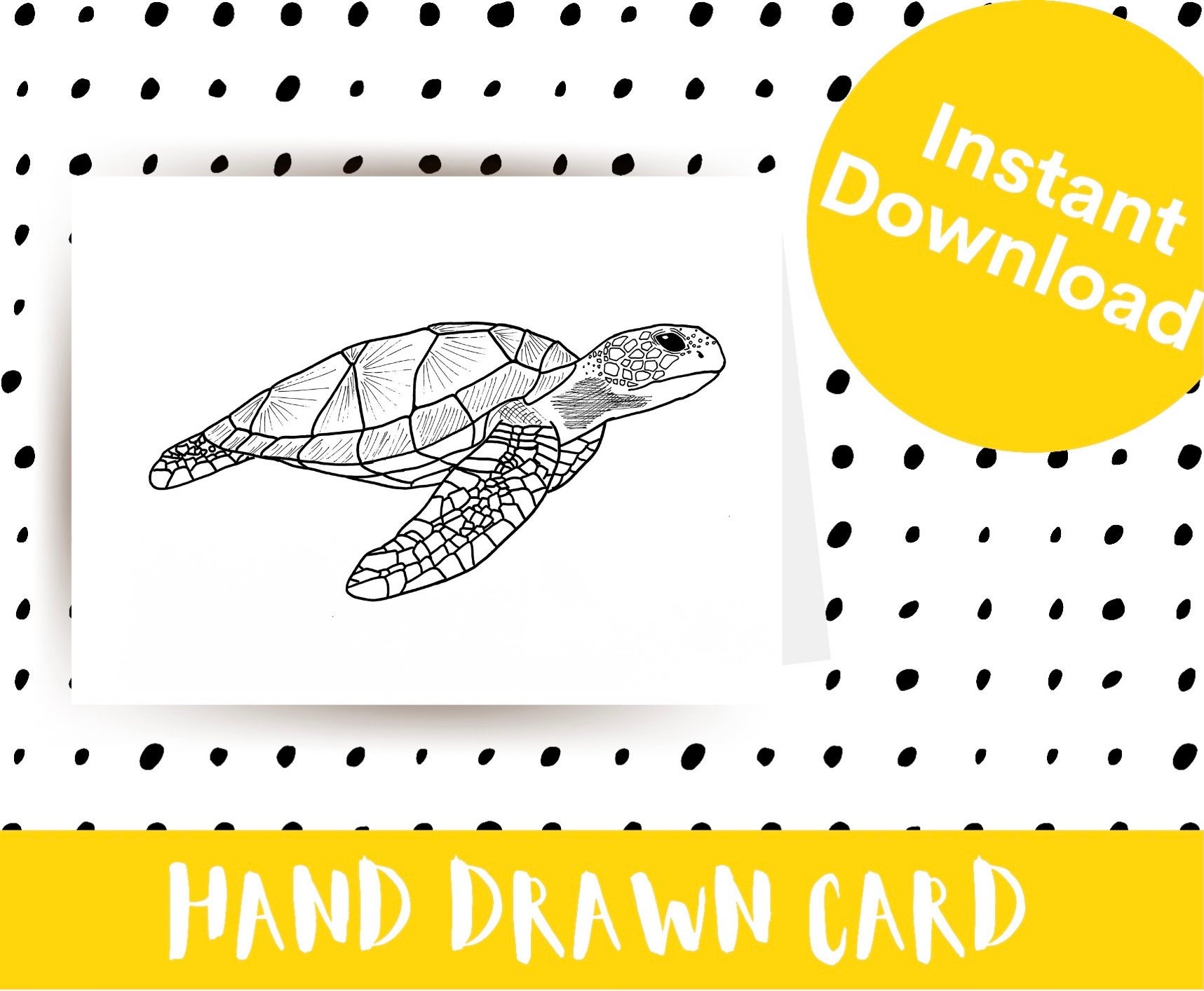 Sea Turtle Card Gift Card Greeting Card Instant Download Etsy