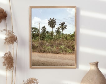 Madre Tierra Africa Nigerian Road viaje palmeras póster de las palmeras, arte de pared ideal para el hogar o el trabajo A2-A5