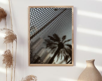 Dubai City Tropical Palm Tree Beach Sunset Retrato Arte de pared, imprimible A2-A5