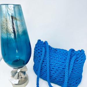 Hand made Macrame-BLue | handbag|Stylish Macrame Handbag|Macrame Bag|Macrame Straw Handbag|Macrame Summer Bag| Handmade Bag| Gifts For Her