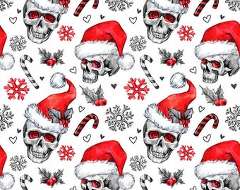Cotton fabric 100% cotton by the meter ÖkoTex for masks skull / Santa Claus