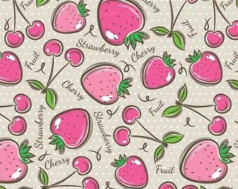 Cotton fabric 100% cotton sold by the meter ÖkoTex 50 cm Tilda Fabric - Fruit, strawberries, cherries