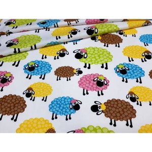 Cotton fabric 100% cotton sold by the meter ÖkoTex for masks sheep