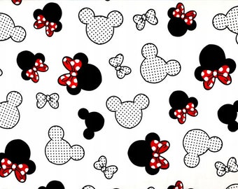 Baumwollstoff 100% Baumwolle Meterware ÖkoTex für Masken Minnie Mouse Rot