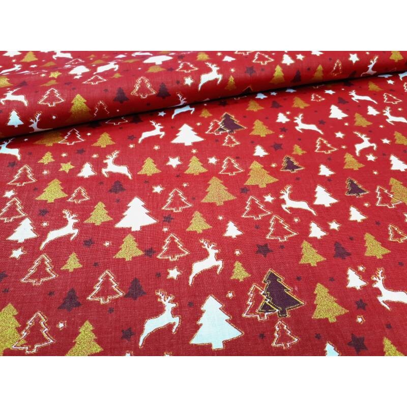 Cotton fabric 100% cotton by the metre EcoTex for masks fir tree
