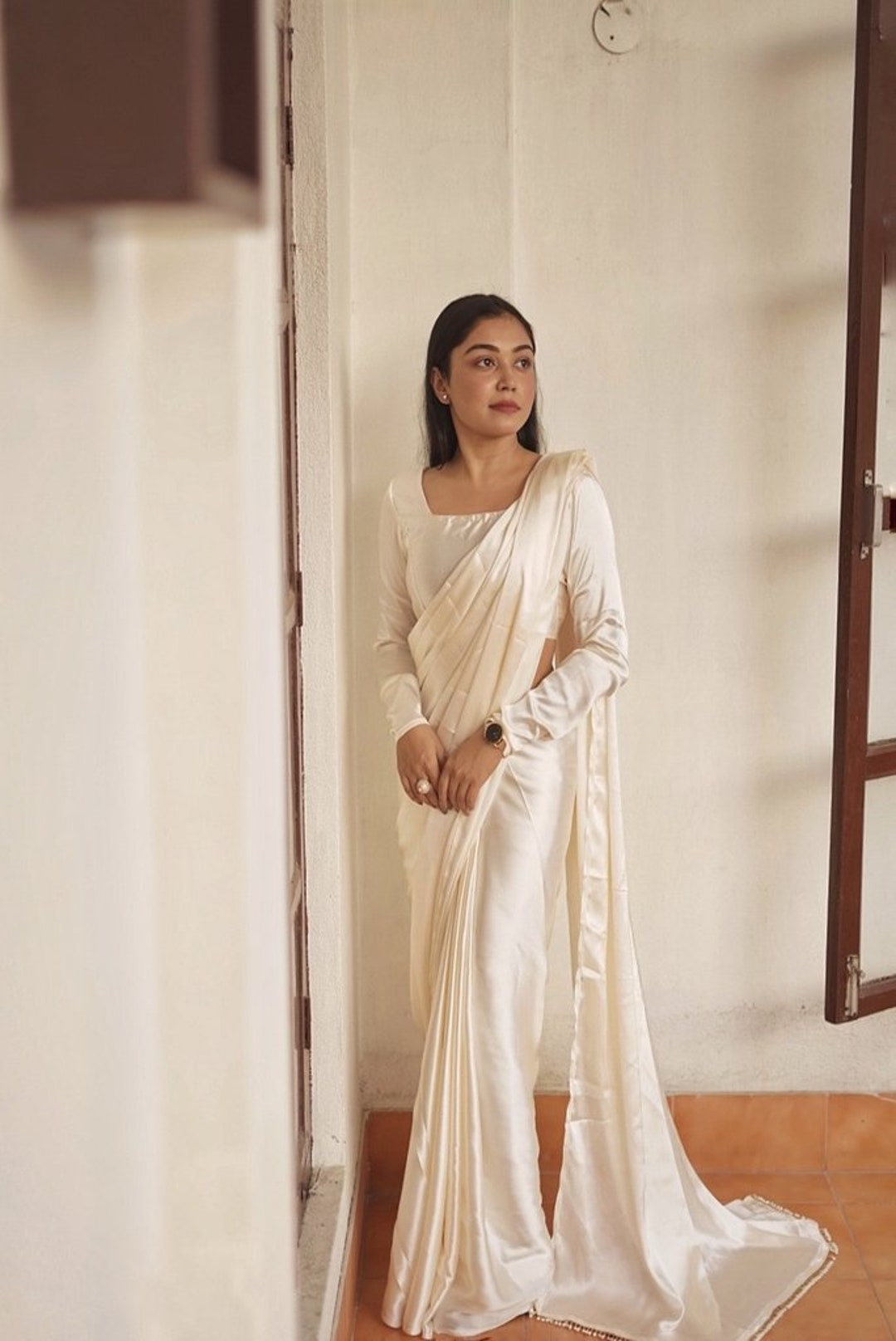 Pearl set for silk cheap saree