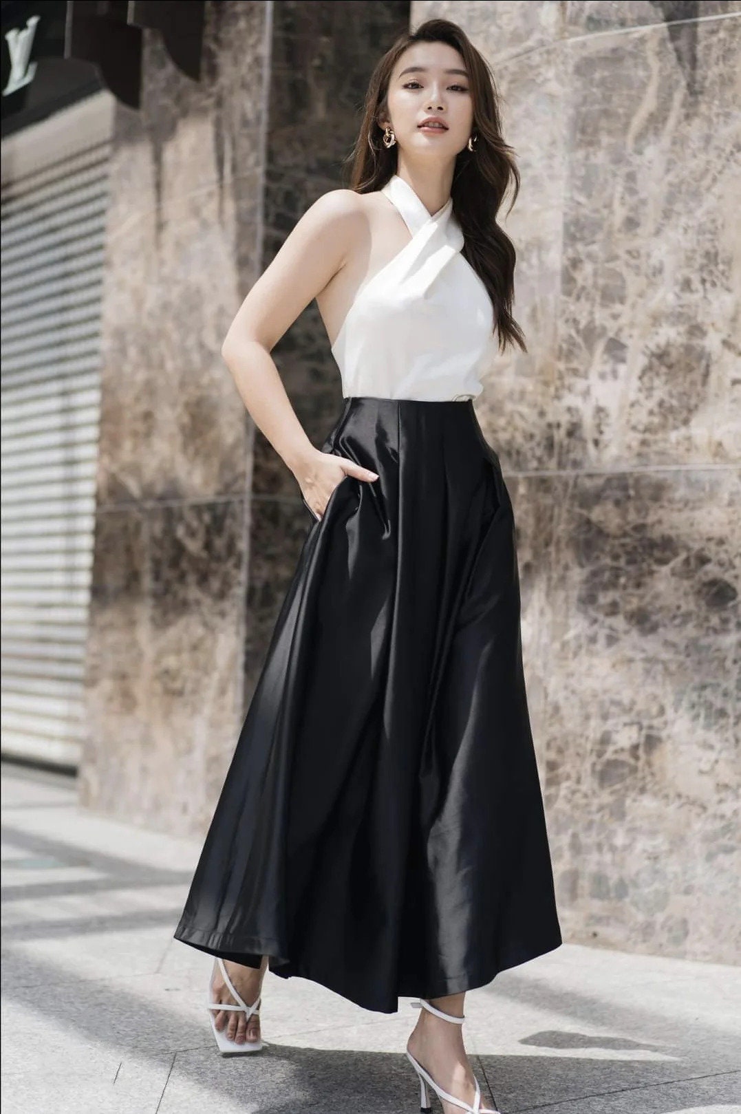 2021 Latest Comfort Women's Relaxed Long Skirt Lace Knee Length Elastic  High Waist Flared Pleated Swing Skirt Cool Summer Dress - AliExpress