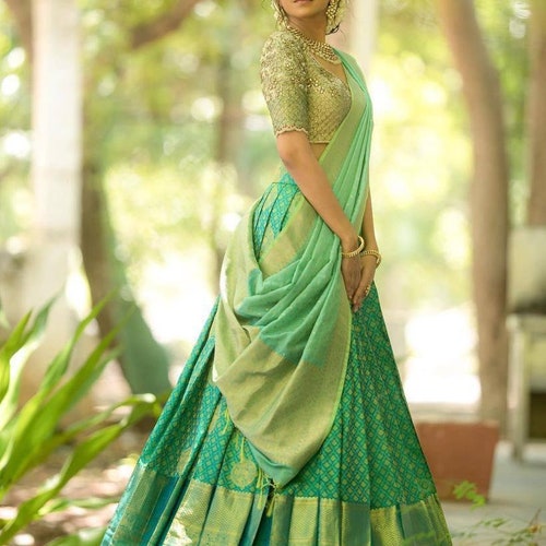 Designer Exclusive Pure Kanjivaram Silk Half Saree Lehenga Etsy