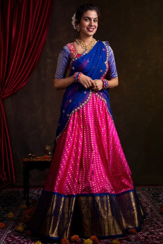 Pure Kanjivaram Silk Half Saree Lehenga 