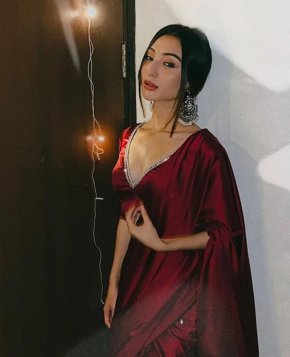 Maroon color wedding silk sarees sale