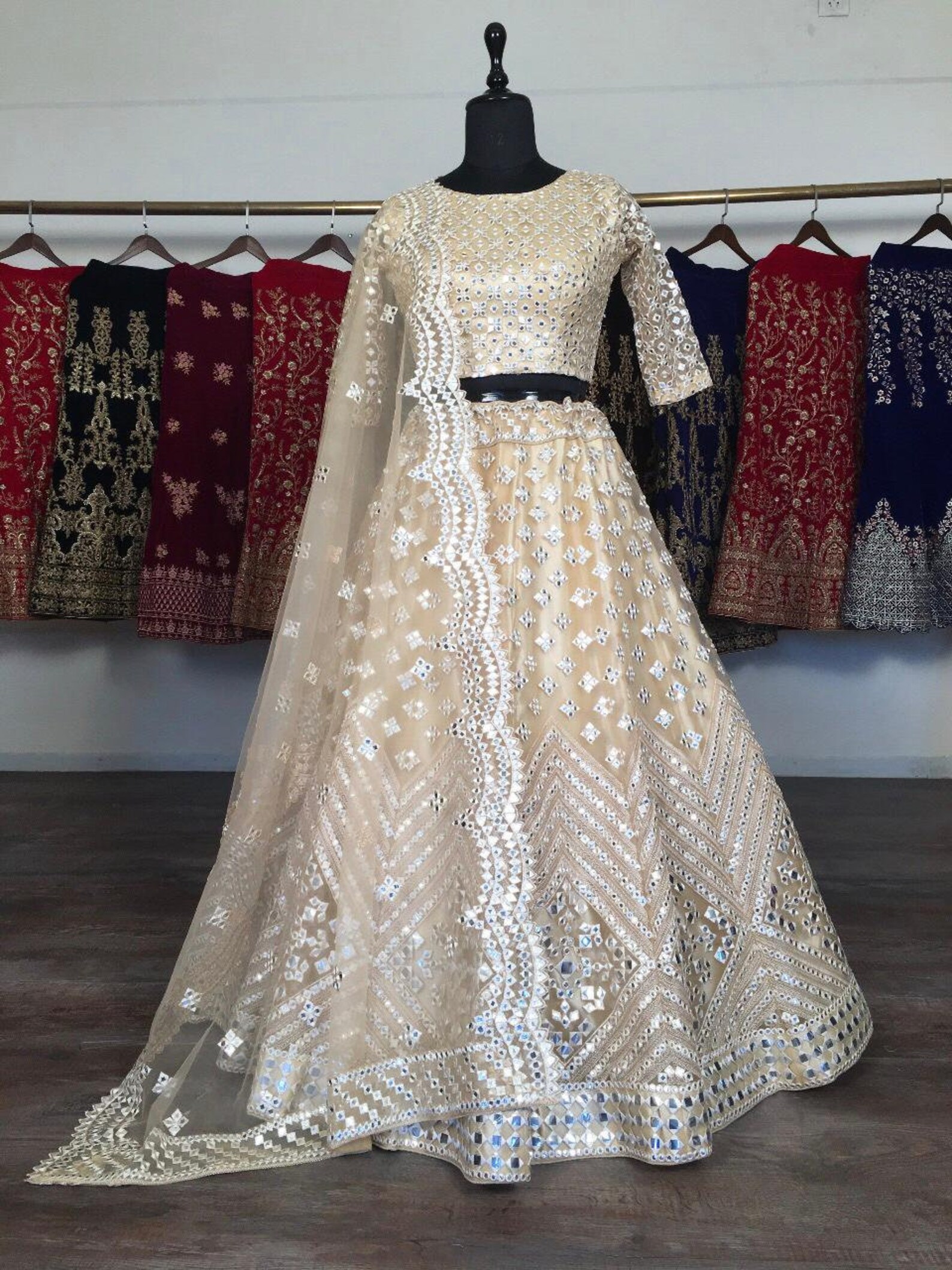 Designer Cream Color Net Lehenga Choli Indian Pakistani Etsy