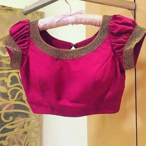 Designer Handmade Pink Color Premium Silk Blouse With Puff - Etsy