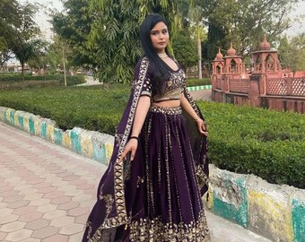 Trending Georgette Lehenga Choli with Sequins Embroidery, Bridesmaid Lengha Choli Ready to wear Bollywood Style Designer Lehengas for Women