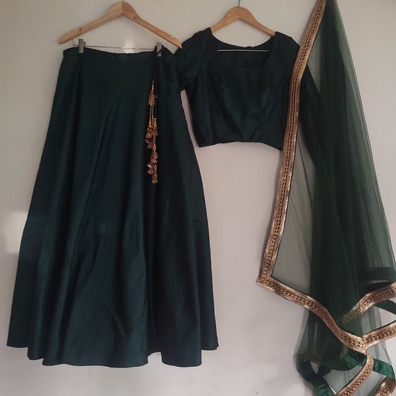 Green Color Premium Silk Lehenga Choli With Net Dupatta, Designer Made  Wedding & Party Wear Custome Made Lehenga Choli, Bridesmaid Lehenga 