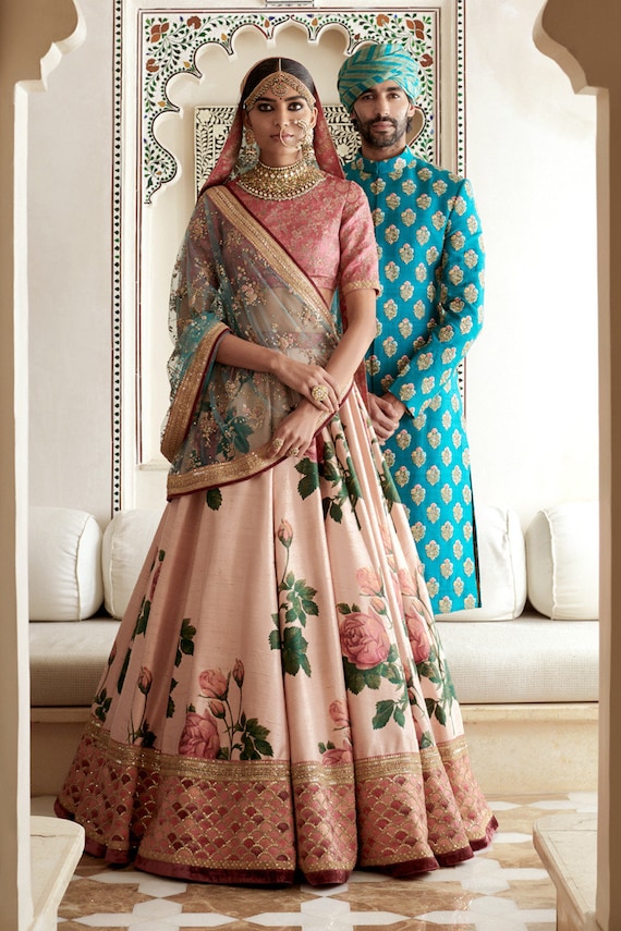 Fine Art Silk Sabyasachi Designer Floral Lehenga Choli Bollywood Lahnga  Marriage Ghaghra Choli Indian Bridal Lahnga Choli Party Wear Lengha 