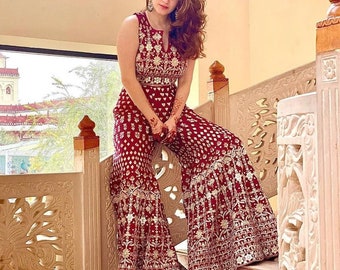 Designer Wedding Wear Sharara Crop 