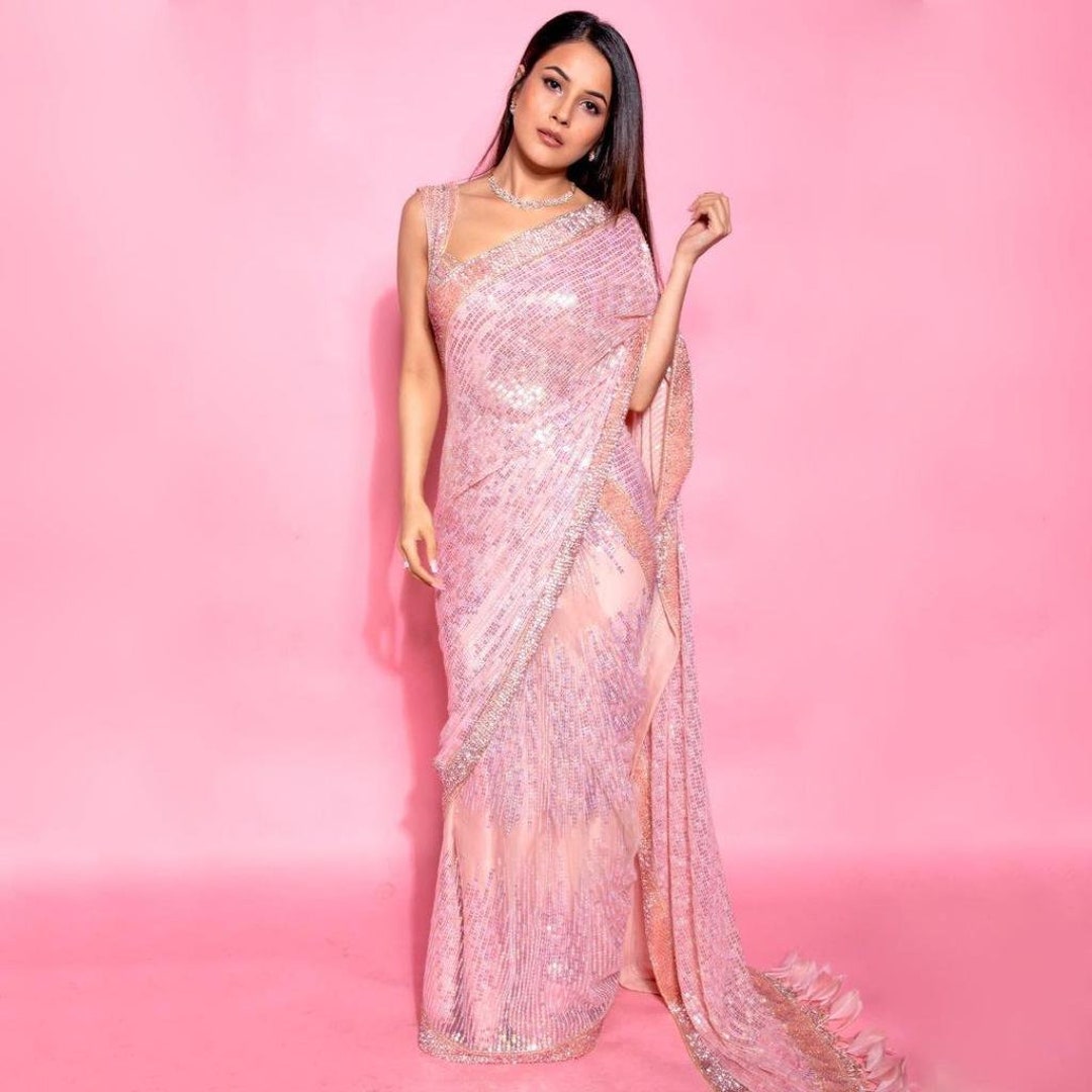 Manish Malhotra Style Shehnaaz Gill Wear Light Pink Color - Etsy