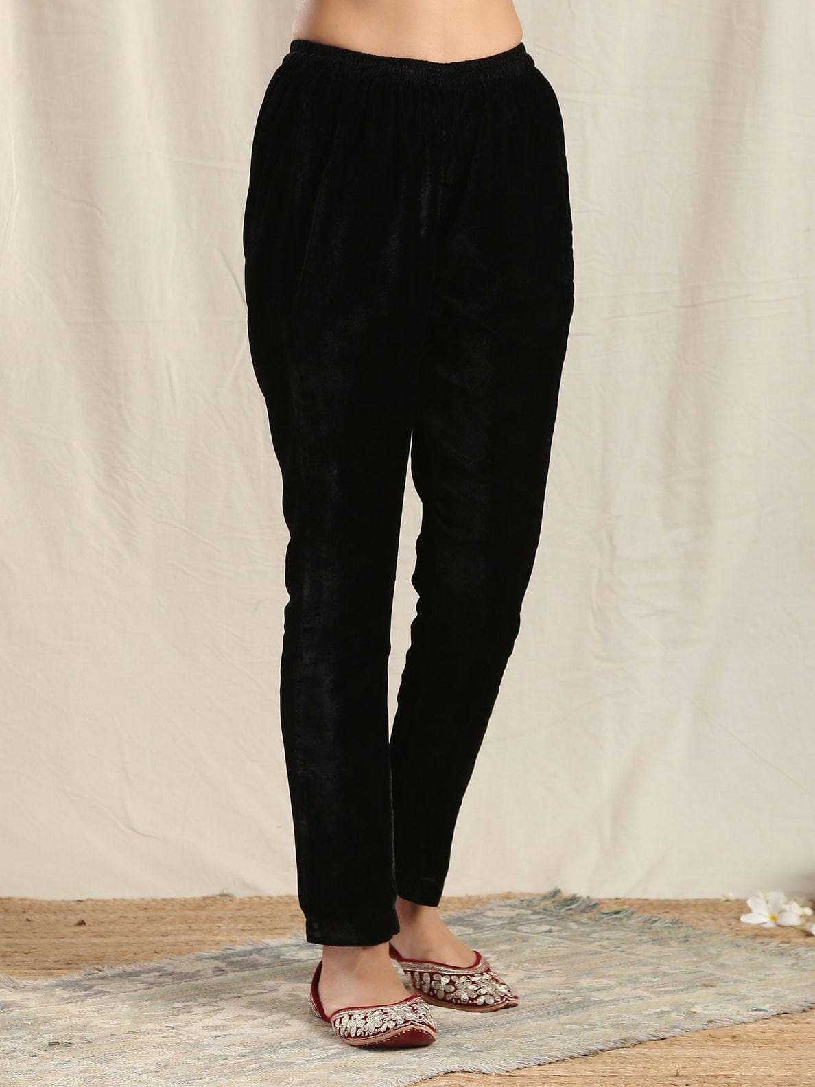 Donna Karan Velvet Side-striped Slim-fit Pants in Black | Lyst