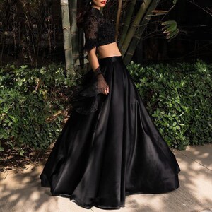 Black Premium Satin Silk Lehenga Skirt for Women, Ready to Wear Skirt, Partywear Skirt, Wedding wear Handmade Skirt, Bridesmaid Skirts