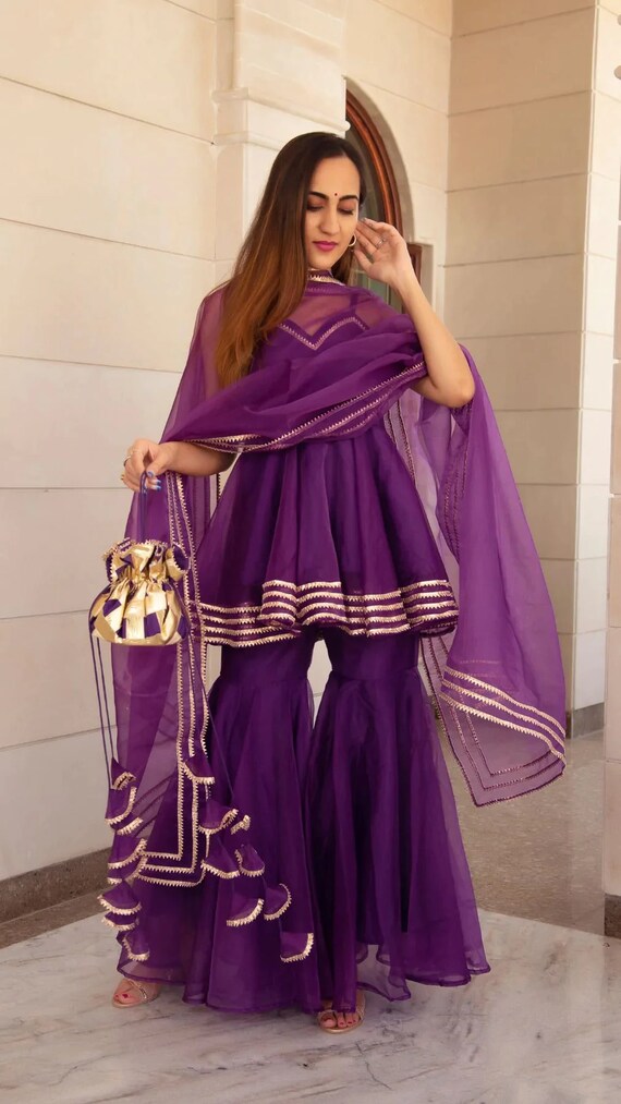 Dark Purple Embroidered Georgette Salwar Suit Latest 2657SL05