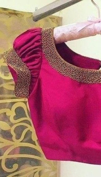 Designer Handmade Pink Color Premium Silk Blouse With Puff - Etsy