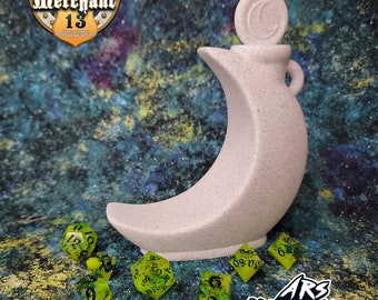 Astral Moon Potion Bottle | Tabletop Prop, Dice Organizer | ArsMoriendi3D | Shown in "Stone"