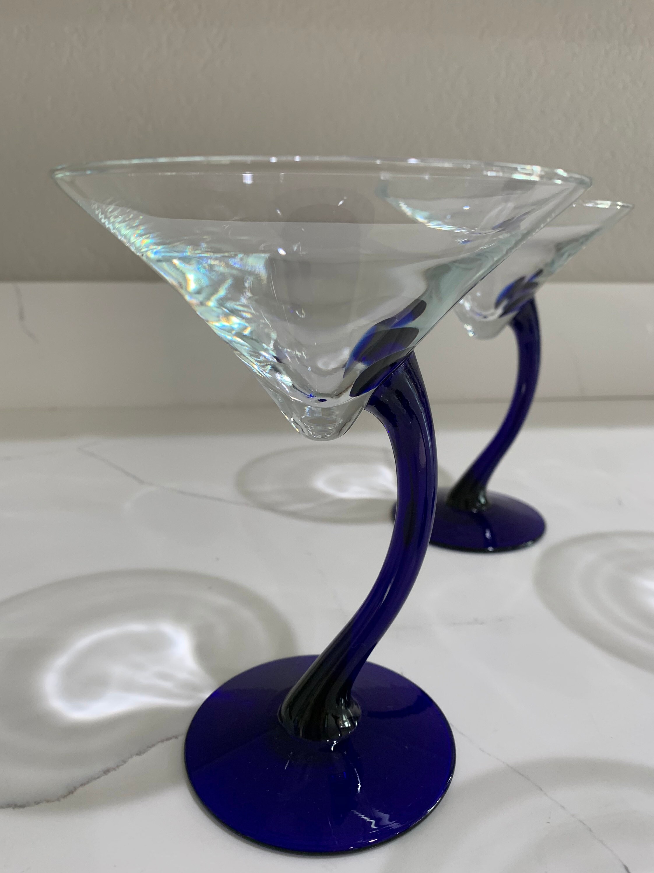 Vintage set of 4 Libbey Bravura curved Stem Martini Glasses Etsy